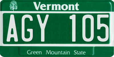 VT license plate AGY105