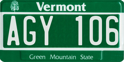 VT license plate AGY106
