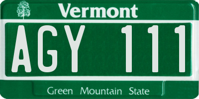 VT license plate AGY111