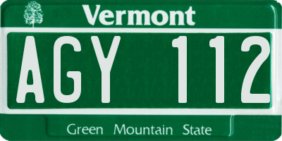 VT license plate AGY112