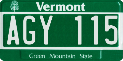 VT license plate AGY115