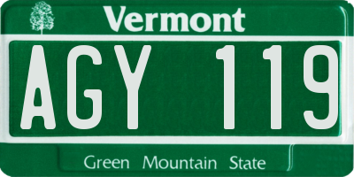 VT license plate AGY119