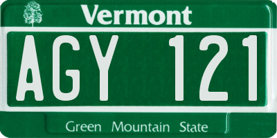 VT license plate AGY121