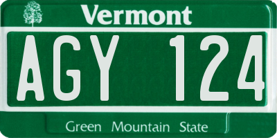 VT license plate AGY124