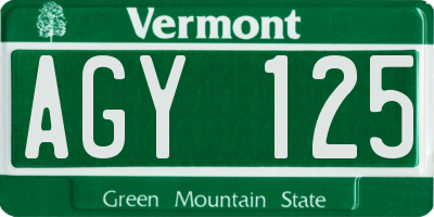 VT license plate AGY125