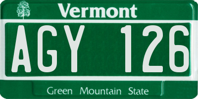 VT license plate AGY126