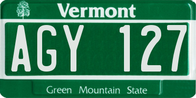 VT license plate AGY127