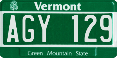 VT license plate AGY129