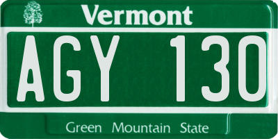 VT license plate AGY130