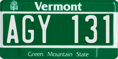 VT license plate AGY131