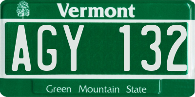 VT license plate AGY132