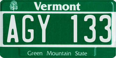 VT license plate AGY133