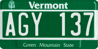 VT license plate AGY137