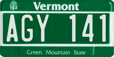 VT license plate AGY141