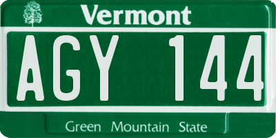 VT license plate AGY144