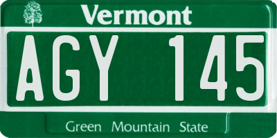 VT license plate AGY145