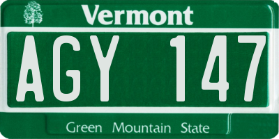 VT license plate AGY147