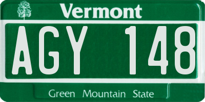 VT license plate AGY148
