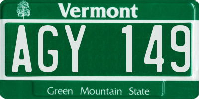 VT license plate AGY149