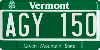 VT license plate AGY150