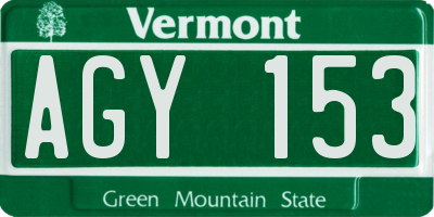 VT license plate AGY153