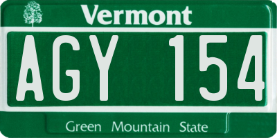 VT license plate AGY154