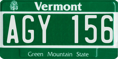 VT license plate AGY156