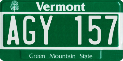 VT license plate AGY157