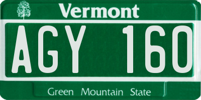 VT license plate AGY160