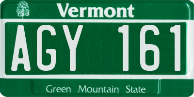 VT license plate AGY161