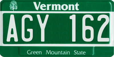 VT license plate AGY162