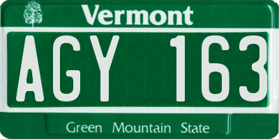 VT license plate AGY163