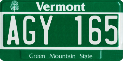 VT license plate AGY165