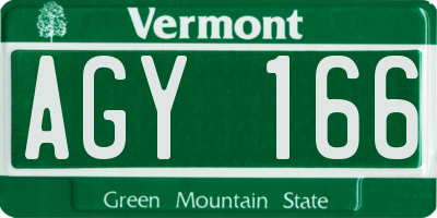VT license plate AGY166