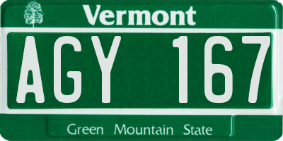 VT license plate AGY167