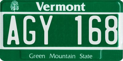 VT license plate AGY168