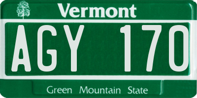 VT license plate AGY170