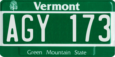 VT license plate AGY173