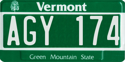 VT license plate AGY174