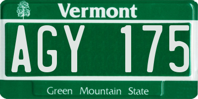 VT license plate AGY175