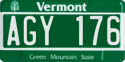 VT license plate AGY176