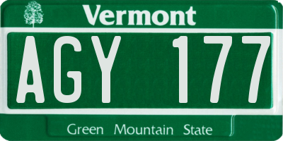 VT license plate AGY177