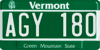 VT license plate AGY180