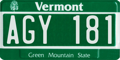 VT license plate AGY181