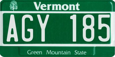 VT license plate AGY185