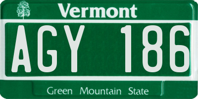 VT license plate AGY186