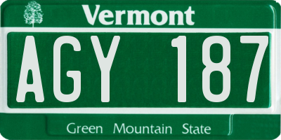 VT license plate AGY187