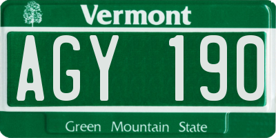 VT license plate AGY190