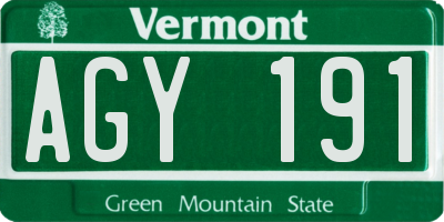 VT license plate AGY191