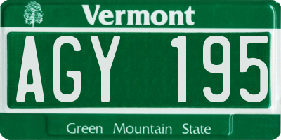 VT license plate AGY195